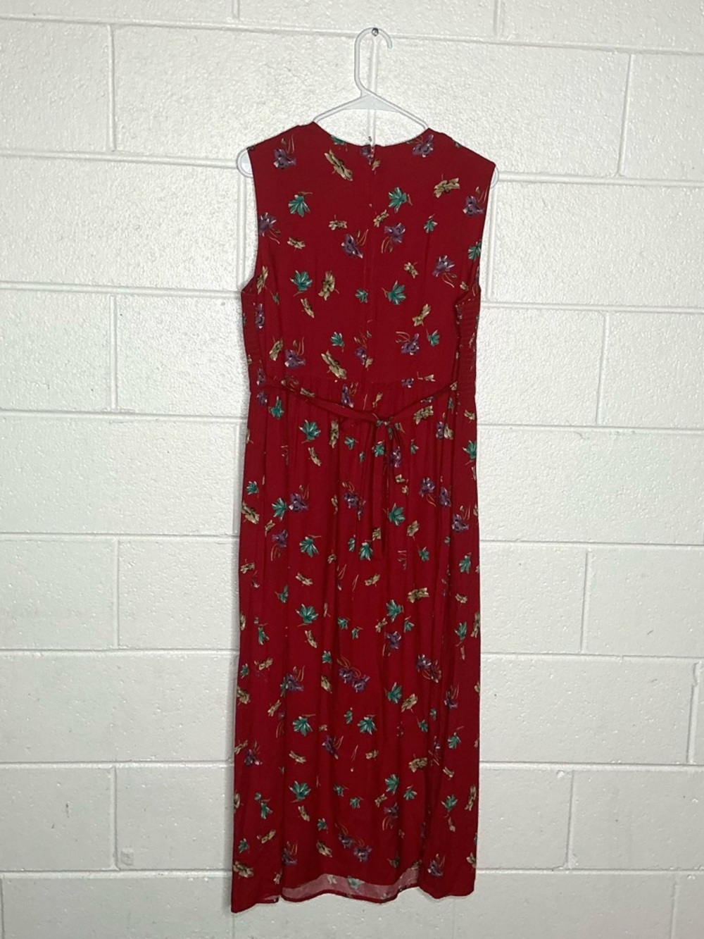 < Vintage Melissa Harper Smocked Red Floral Dress Size 16 > - Picture 4 of 4